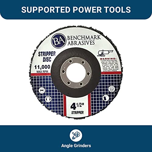Benchmark Abrasives 4 1/2 Inch Stripping Disc with 7/8" Arbor Angle Grinder Disc Rust Remover for Metal Paint Stripper on Wood, Plastic - Metal Polishing Wheel - Silcone Carbide Strip Disc (10 Pack)