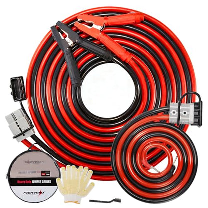 FIERYRED 1 Gauge 25 FT Quick Connect Jumper Cables, 1000A Heavy Duty Booster Cables with Travel Bag, Heavy Duty Battery Jumper Cable for Truck, Diesel Trucks, SUV and Car - size: 1 Gauge 25 FT w/Andersen Connector