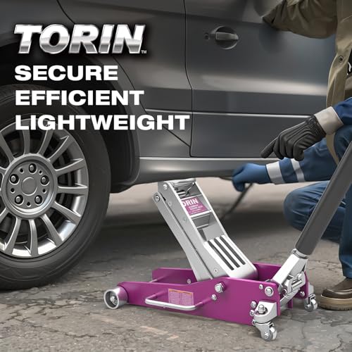 Torin 3 Ton (6,000 lb) All Aluminum Floor Jack with Dual Piston Quick Lift Pump, Pink, Ideal Gift