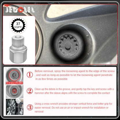 37/21PT Wheel Locking Nut Key for BMW, Anti-Theft Lug Nut Removal | Wheel Lock Nut Socket Adapter, Anti-Theft Screw Remover, Hand Repair Tool, Tyre Fitting, garage - size: 37/21Pt Key