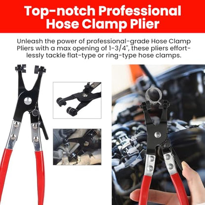 Sakerplus Professional Hose Clamp Kit, Pliers Set - Complete Fuel Line Tool Kit with Hose Removal Pliers & Clip Tools for Automotive Maintenance (5 in 1 Set) - style: 5 in 1 Set