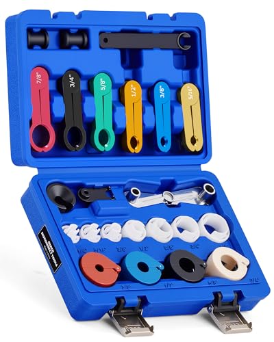 Orion Motor Tech Master Quick Disconnect Tool Set, 25pc Line Disconnect Tool Kit for A/C Fuel & Transmission Systems, Fuel Line Disconnect Tools for Mechanics Compatible with Ford Chevy GM More, Blue - color: Blue