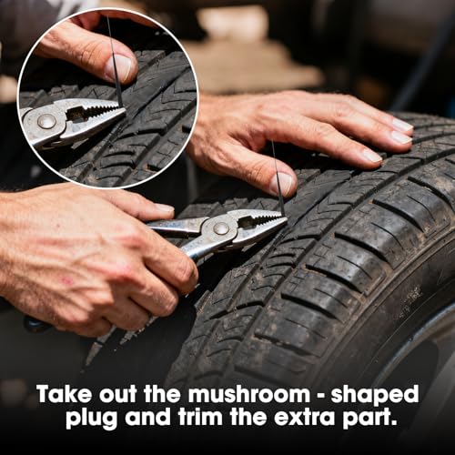 36Pcs Tire Repair Patch Tool Kit | Tire Patch Plugs with Repair Buffing Wheel Patch Roller Tool Inner Liner Scraper for Puncture Car Truck Bus Tractor Vehicle