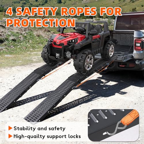 72.5" Heavy Duty Folding Loading Ramps with Sandblasted Finish, 1500lb Capacity, Ideal for Motorcycles, Lawn Mowers, ATVs, UTVs, and More – Pack of 2 with Safety Straps and Gloves