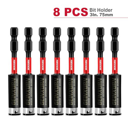Geinxurn 3Inches Impact Magnetic Screwdriver Bit Holders, 8PACK Extension Socket Drill Bit Holder S2 Alloy Steel Hex Shank Quick-Change Drill Bit Guide - style: 3INCHES -Bit Holder-8PCS