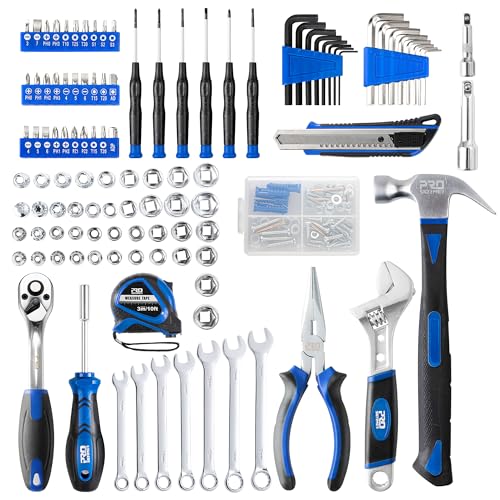Prostormer 200-Piece Hand Tool Set, General Home and Auto Repair Kit | Assorted Tools with Portable Toolbox for Mechanical Repair, DIY, Home Maintenance