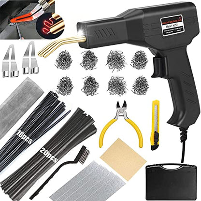 Upgraded 220W Plastic Welder Bumper Repair Kit,2-in-1 Plastic Welding Kit 800PCS Hot Staples & 30pcs Plastic Welding Rods,Hot Stapler Plastic Repair Kit for Car Bumper Kayak Crack Repairs(black) - color: Black, size: 220w