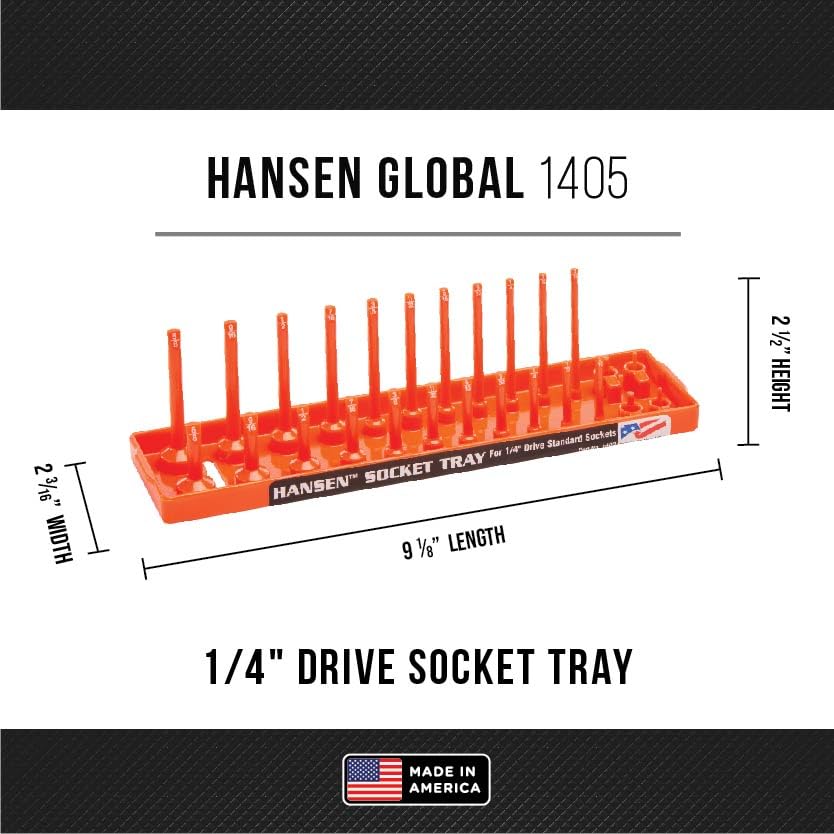Hansen Global 92002 SAE & Metric, 2-Row Socket Tray Set - 6-Pieces, Orange - color: Orange