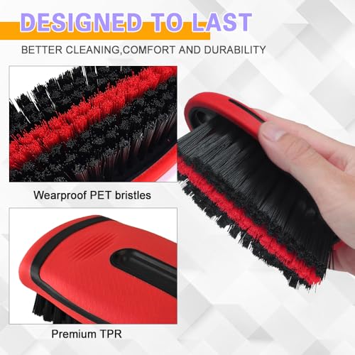 Carpet and Upholstery Cleaning Brush, Household Hard Bristle Brush, Car Plastic Gap Cleaning Brush, Universal Auto Detailing Brush for Car Interior Seat, Clothes and Sofa Cleaning - color: Red
