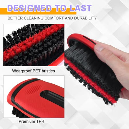 Carpet and Upholstery Cleaning Brush, Household Hard Bristle Brush, Car Plastic Gap Cleaning Brush, Universal Auto Detailing Brush for Car Interior Seat, Clothes and Sofa Cleaning - color: Red