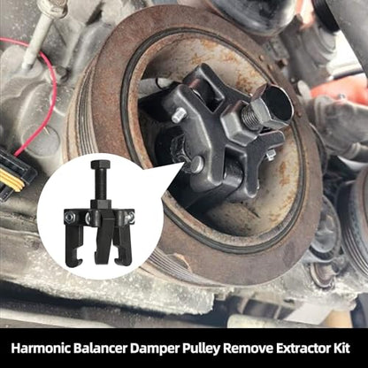 Harmonic Balancer Damper Pulley Remove Extractor Kit Compatible with Ford, GM, Chrysler, Cadillac, Chevy Trucks, Mitsubishi, Upgraded Version 3 Jaw Puller