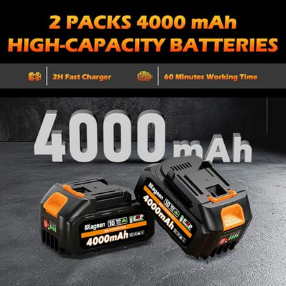 1000N.m/737Ft-lbs Brushless Impact Wrench,1/2" Cordless Impact Gun / 2x4.0Ah Battery & 6 Sockets, 3500RPM Power Electric Impact Driver for Car/DIY Furniture/Lawn Mower, Orange Toolbox