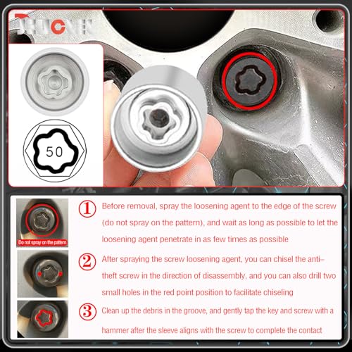 20PCS Wheel Locking Nut Key Kit Compatible with BMW Series, Wheel Lock Nut Socket Bolt Set, Wheel Anti-Theft Lug Nut Removal Tool, Anti-Theft Screw Remover - color: 20PCS 041-060 Scoket Set