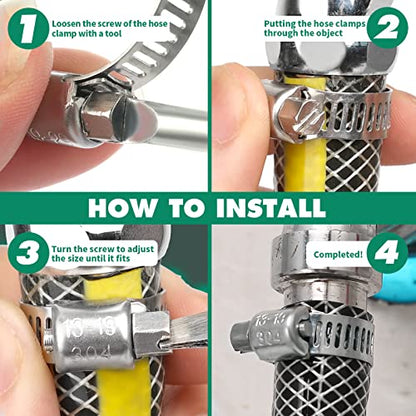 OURU 10PCS Hose Clamps Stainless Steel Adjustable 1-9/16"-2-1/2"(40-63mm) Worm Gear Hose Clamp, Heavy Duty Metal Small Hose Clamps for Automotive, Pipe, Radiator Plumbing, Fuel Line - size: 1-9/16"-2-1/2"(40-63mm)