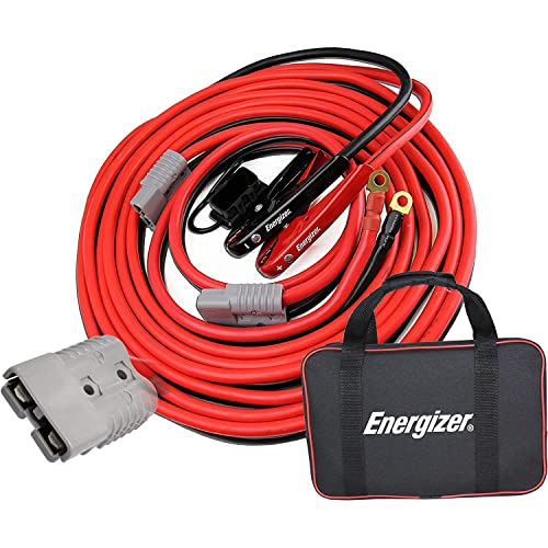Energizer Jumper Cables, 30 feet, 1 Gauge, 800A, Booster Battery Cables with Permanent Installation kit and Quick Connect Plug for SUV and Trucks with up to 8-Liter Gasoline and 6-Liter Diesel Engines - size: 30-Feet (1-Gauge)