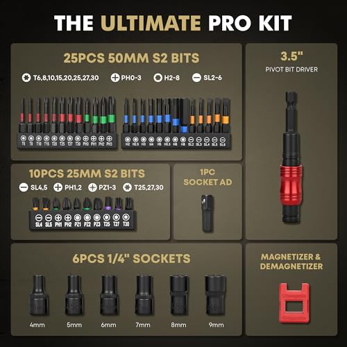 Digital Torque Screwdriver 1/4 Drive, 2.66-70.81 in·lb (0.3-8N.m) Inch Pound Torque Screwdriver Digital with Buzzer & LED Indicator, 45 In 1 Gun Torque Screwdriver Set