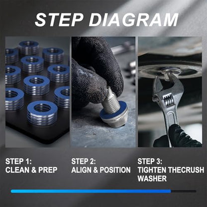 24PCS Dcoecue 90430-12031 Oil Drain Plug Gaskets | For Toyota/Lexus/Scion, Anti-Stick Blue Double-Layer Aluminum M12 Crush Washer, Reliable Oil Drain Plug Washer