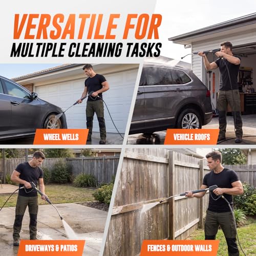 Pressure Washer Extension Wand, Pressure Washer Wand 1/4 Quick Connect | 304 stainless steel, 21 in, 20 degree angled end, anti-slip ribbed grip, 1/4 quick connect, 5000 PSI, 12 GPM - color: Dark Gray