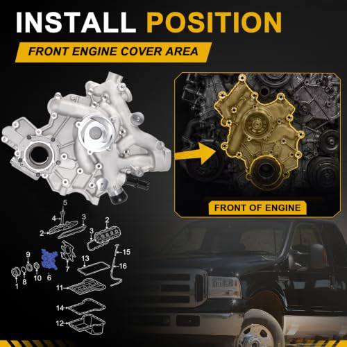 5C3Z6608B Front Timing Cover Engine Kit Fit for Ford F-250 F-350 F-450 F-550 Super Duty 6.0L Powerstroke Diesel 2005-2007