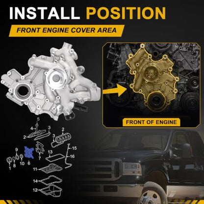 5C3Z6608B Front Timing Cover Engine Kit Fit for Ford F-250 F-350 F-450 F-550 Super Duty 6.0L Powerstroke Diesel 2005-2007