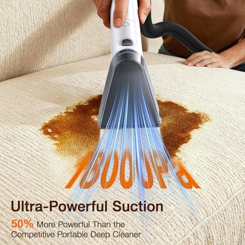 Portable Carpet & Upholstery Cleaner, 18Kpa Carpet Cleaner Machine for Deep Stain Removal, Spot Cleaner for Pet Accidents, Area Rugs, Stairs, Car Upholstery & Couches, Includes Tools & Self-Cleaning - color: Black & White