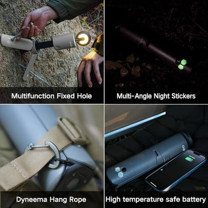 Outask Camping Light Telescopic, Collapsible Magnetic Camping Lantern with 12000mAh Battery, Telescoping IPX6/IPX7 Waterproof Flashlights, Camping Lamp for Emergency, Camping, Hiking (Gray) - color: Gray