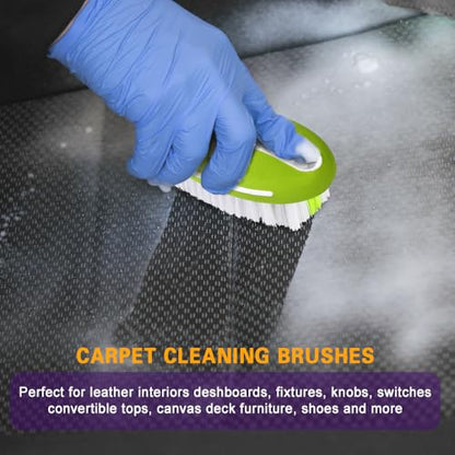 Carpet and Upholstery Cleaning Brush, Household Hard Bristle Brush, Car Plastic Gap Cleaning Brush, Universal Auto Detailing Brush for Car Interior Seat, Clothes and Sofa Cleaning - color: Green