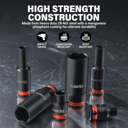 48-Piece 1/4" Drive Impact Socket Set | SAE & Metric (3/16"-9/16" & 4-15mm), Shallow & Deep Sockets Kit, 6-Point, Premium Cr-Mo Steel for Auto Repair - size: 1/4" 48pcs