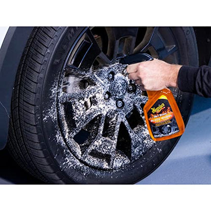 Meguiar's Hot Rims Black Wheel Cleaner, Deep Foaming Gel Specially Formulated to Effectively Clean Matte, Gloss, Satin, and Chrome Black Wheels, 24 Oz Spray Bottle - size: 24 Ounce (Pack of 1), style: Hot Rims Black Wheel Cleaner