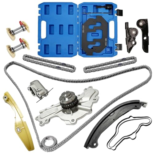 3.5 Timing Chain Kit with Water Pump + Camshaft Holding Tool with Chain Alignment Tool Fit for 2011-2019 Ford Edge/Explorer/Flex/Taurus 3.5L 3.7L V6,Timing Chain Set for 303-1248 BL3Z6268A