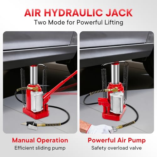 Air Hydraulic Bottle Jack, 32 Ton (66600) lbs Hydraulic Bottle Jack with 10.43''-19.88'' Lifting Range & Manual Hand Pump, for Pickup, Truck, RV, Auto Repair - color: 32 Ton