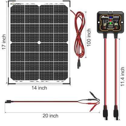 SOLPERK 30W Solar Battery Charger Solar Battery Maintainer + Upgrade 10A MPPT Charge Controller + Adjustable Mount Bracket for Car RV Boat Motorcycle，12V Waterproof Solar Panel Kit Trickle Charging - size: 30W MPPT Kit