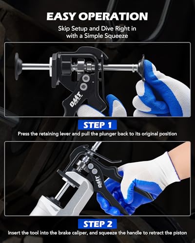 OMT Single Dual Brake Caliper Compressor for Brake Pads Black | Heavy Duty Single Dual Piston Action, Fits Most Cars, Trucks, ATVs, UTVs, SUVs, 377 lb Force, Aluminum & Steel - style: Single&Dual Piston