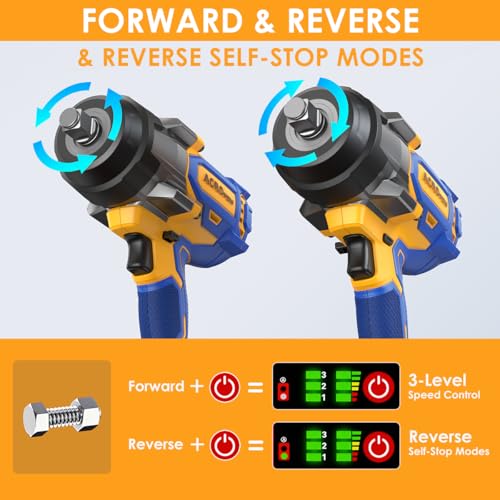 Cordless Impact Wrench 1/2" for Dewalt 20V Battery | High Torque 1700FT-LBS Brushless Impact Driver, Auto-Stop Reverse, Variable Speed, Heavy Duty Impact Gun (Bare Tool) - size: 1700 FT-LBS