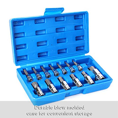 CASOMAN 13 Piece Hex Bit Socket Set, Metric, 2 mm-14 mm, S2 Steel Allen Bit Socket Kit