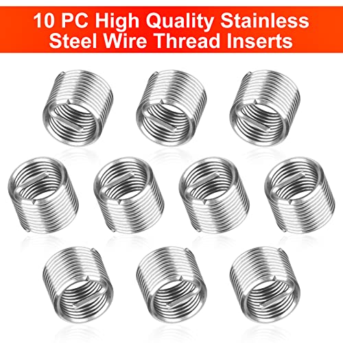 15PCS Thread Repair Kit M10*1.0mm, Metric Thread Repair Insert Kit | Drill Bit Taps Tool Set for Internal Screw Holes Repairing(Red) - size: Metric,M10×1.0mm