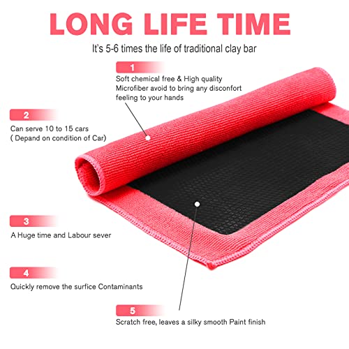 Ragnify Clay Towel Auto Detailing Scratch Free and Paint Safe fine Grade Clay Bar Cloth for Car Detailing, Polishing and Removing Paint Contaminants (Red Mesh) - color: Red Mesh