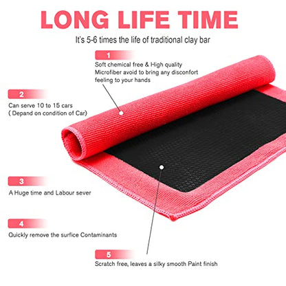 Ragnify Clay Towel Auto Detailing Scratch Free and Paint Safe fine Grade Clay Bar Cloth for Car Detailing, Polishing and Removing Paint Contaminants (Red Mesh) - color: Red Mesh