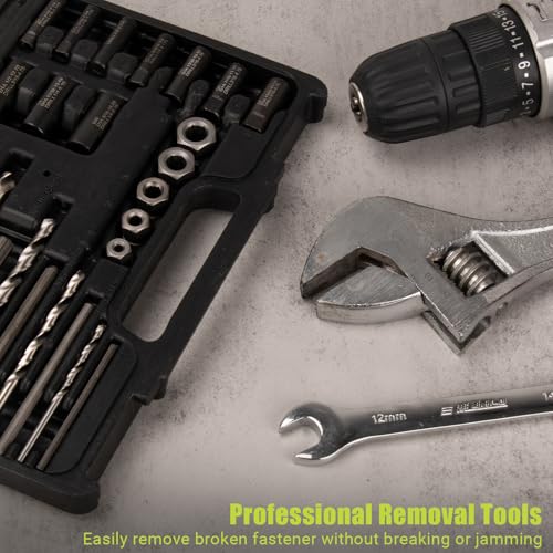 Broken Bolt Extractor, 25 PCS Extractor Set, Easy Out Drill Bit Guides, Drill Extractor Kit for Removing Stripped, Damaged, Rusted, Rounded-Off Bolts, Automotive Nuts & Screws