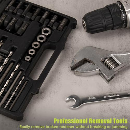 Broken Bolt Extractor, 25 PCS Extractor Set, Easy Out Drill Bit Guides, Drill Extractor Kit for Removing Stripped, Damaged, Rusted, Rounded-Off Bolts, Automotive Nuts & Screws