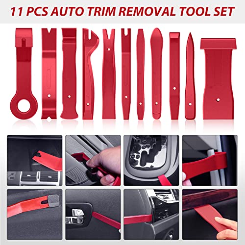 Nilight Trim Removal Tool 88Pcs, Auto Push Pin Bumper Retainer Clip Set Fastener Terminal Remover Tool Adhesive Cable Clips Kit Car Panel Radio Removal Auto Clip Pliers - color: 88 Clips+ Remover Tools Red