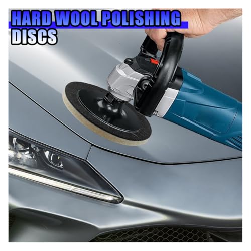 5PCS Car Glass Polishing Pads, 6" Wool Felt Buffing Wheel Polishing Pad Discs with Hook & Loop Back, Random Orbital Sander Polish Pad for Remove Scratch from Windshield, Window(6IN) - size: 6IN