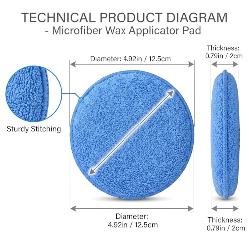 18 Pack Microfiber Wax Applicator Pads, 5 Inch Foam Car Detailing Pads for Buffing, Polishing, Tire Shine and Cleaning, Blue Microfiber Sponges