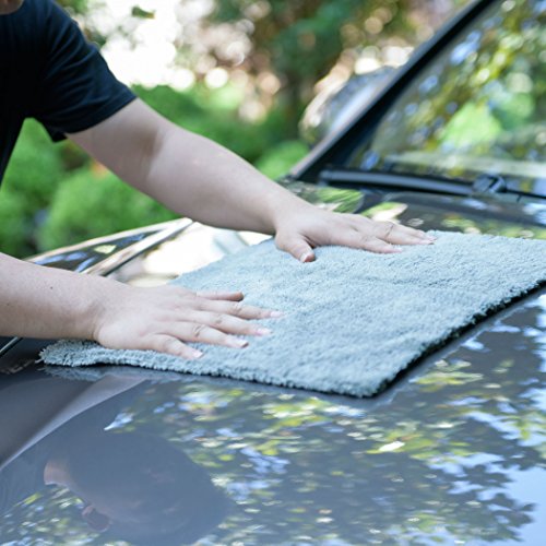 CARCAREZ Microfiber Towels for Cars, Car Drying Wash Detailing Towel with Plush Edgeless Microfiber Cloth (Grey) - color: Grey