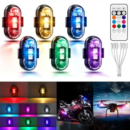 6PCS Wireless LED Lights for Car, Remote Control RGB Lights for Bike Trucks | Rechargeable RGB LED Lights Create Custom Lighting Effects for Cars, Motorcycles, Trucks, Drone, Camping, Outdoor Events - size: 6PCS