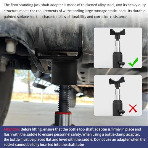 Bottle Jack Adapter, Axle Saddle for 2", 3", 4" Round & 2" Square Tube, Bottle Jack Extension for RV Trailer, Within 1.5" Lifting Platform, Garage, Farm & Ranch - color: Black