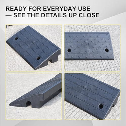 Vlinow Rubber Curb Ramp, 4/5/6/7" Rise Height 4 Pack, Heavy-Duty 33069 lbs Capacity Threshold Ramps, Auto Curb Ramps, Vehicle Ramps, Driveway Curb Ramps for Cars, Wheelchairs, Bikes, Motorcycles - size: 4 inch (4 Pack)