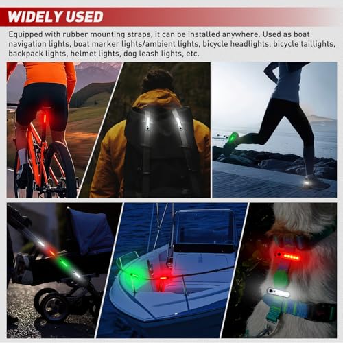 Nilight Marine Boat Navigation Light 4PCS Red Green Port Starboard White Stern Lights Four Mode Waterproof Rechargeable Warning Safety Lamp for Skeeter Yacht Pontoon Trailer Truck Bike Backpack Helmet - color: 5LED Navigation Light-4Pcs