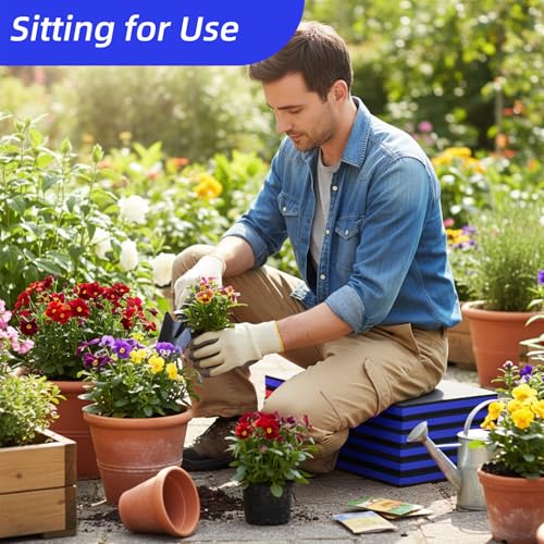 Kifmurase 1" Foldable Thick Kneeling Pad, 5 Fold Comfortable EVA Foam Knee Pads, Waterproof Mechanic Kneeling Pad with Handle, High-Density Cushion Mat for Gardening, Workout, Exercise, Mechanic - color: Blue