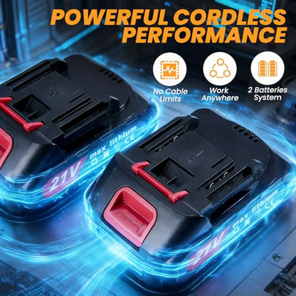 Cordless Car Buffer Polisher Machine, 28 PCS Complete Set & 2X21V Batteries | 6 Variable Speeds Random Orbital Polisher For Car Detailing, Scratch Removal, Waxing & Repair